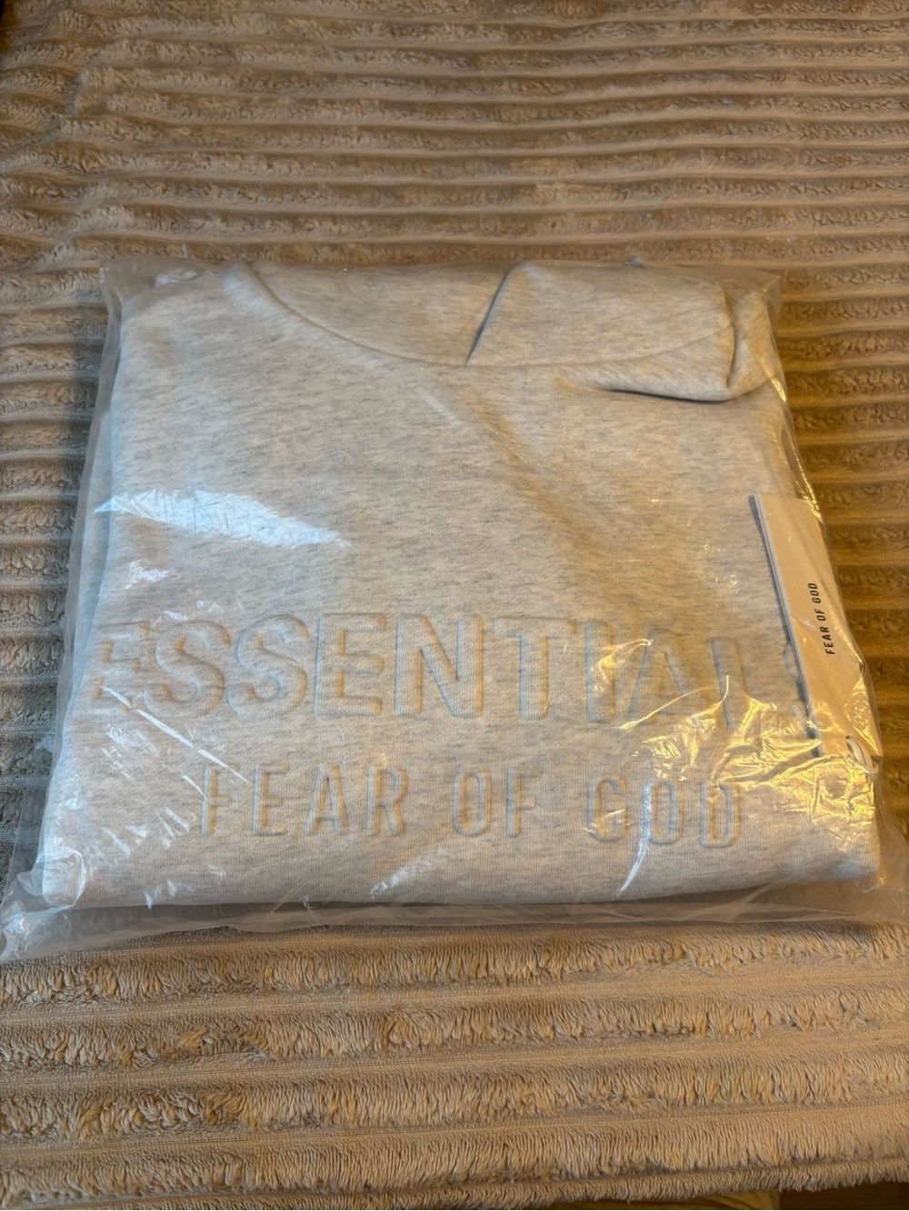 Essentials Cream Embossed Pullover Hoodie - Picture 8 of 11